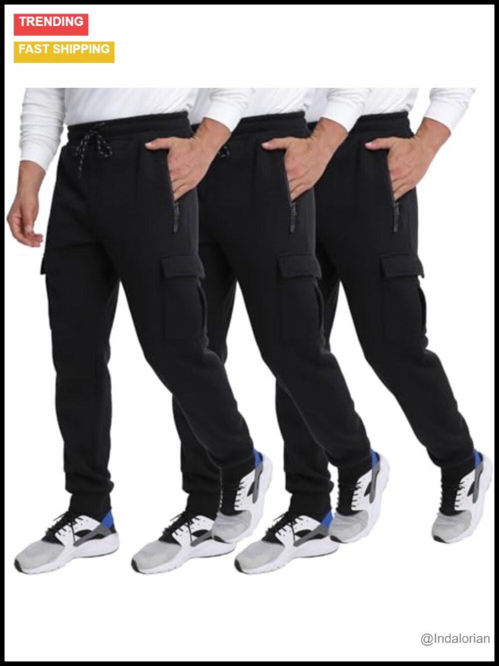3 Pack Fleece Joggers Sweatpants with Pockets
